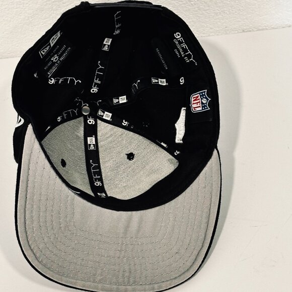 RAIDERS NFL New Era Wool Baseball Cap Trucker Hat Black Embroidered Adjusts OS - Picture 7 of 9